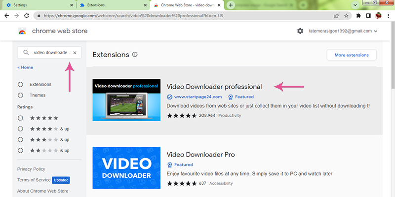 جستجوی افزونه مرورگر کروم در chrome web store
