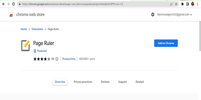 نصب افزونه Page Ruler