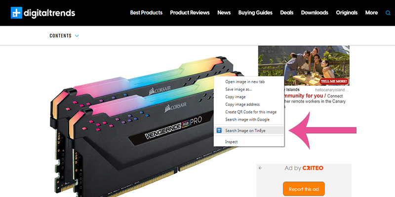 کلیک راست روی تصویر برای جستجوی آن با افزونه کروم