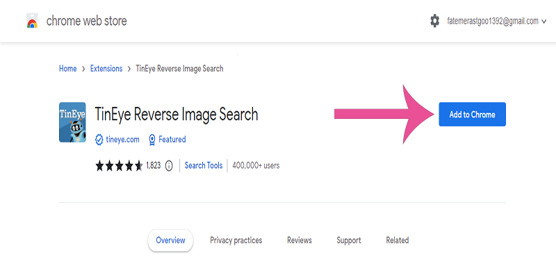 نصب افزونه TinEye روی مرورگر کروم برای جستجوی مطلب با تصویر